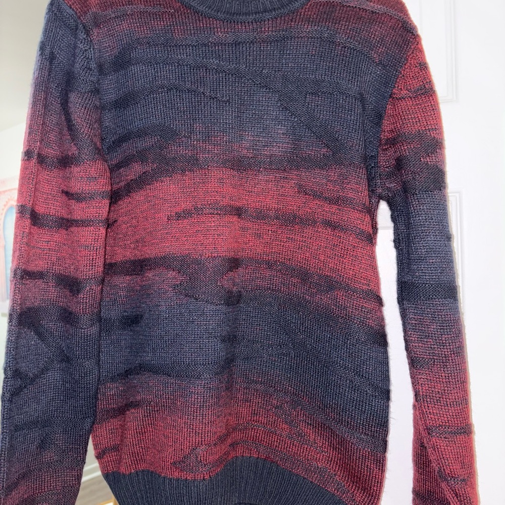 Red and dark blue Patterned Sweater